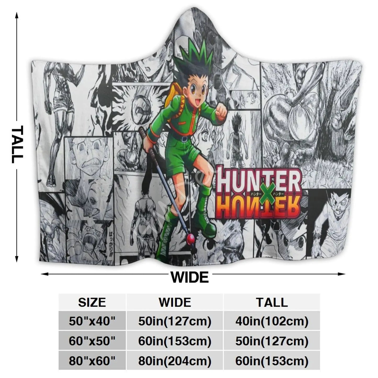 Hunter X Hunter: Blanket Hoodie Classic Japanese 3D Print Hooded Blanket Soft Warm