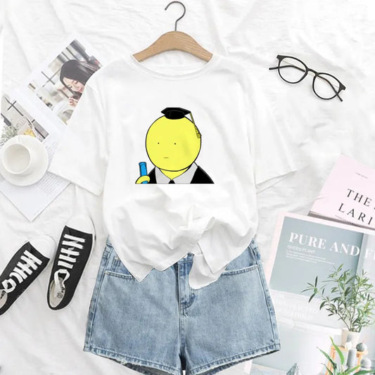 Assassination Classroom: Print T Shirt Funny Harajuku Tshirt Short Sleeve White T-Shirt Female Tops Tees