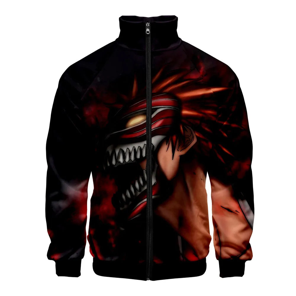 Anime: Bleach 3D Jacket Men Jacket Harajuku Stand Collar Zipper