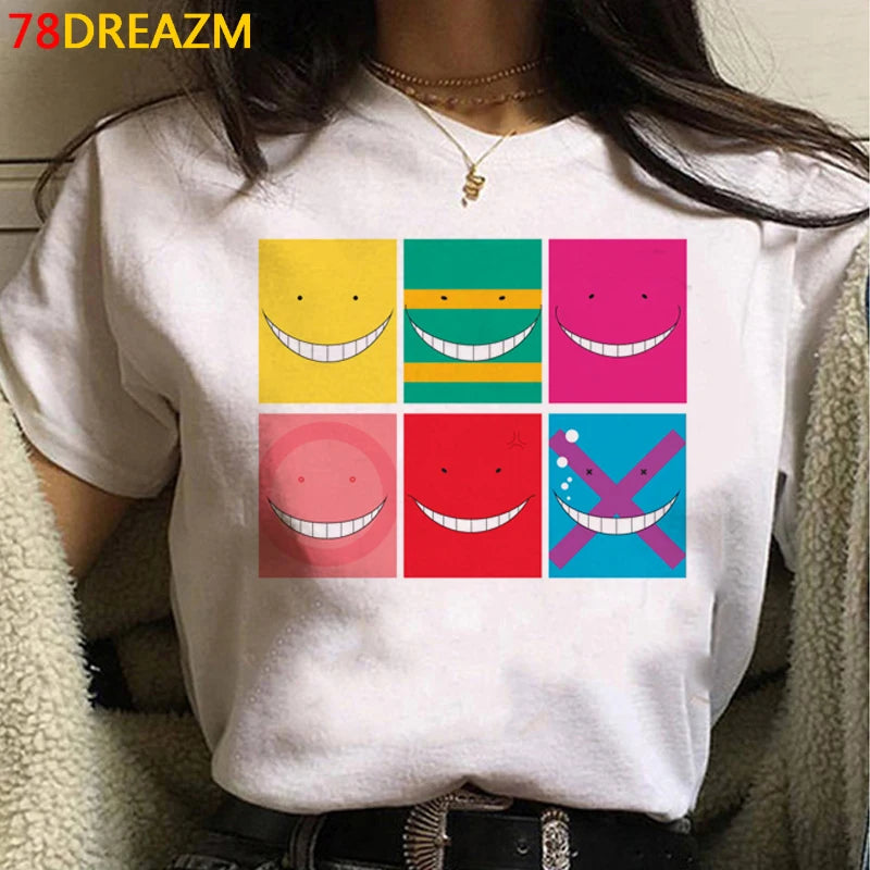 Assassination Classroom: Tshirt Clothes Women Couple  White T Shirt Casual Harajuku Kawaii Summer Top Tshirt White T Shirt