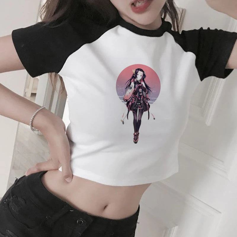 Demon Slayer: Ulzzang Harajuku Shirt 90s Kimetsu No Yaiba Kawaii