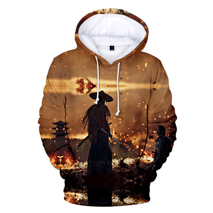 I.L.F.A. Game Ghost of Tsushima 3D Print Hoodies Samurai Cosplay Sweatshirts Hip Hop Pullover Unisex Hoody Coats