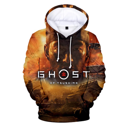 I.L.F.A. Game Ghost of Tsushima 3D Print Hoodies Samurai Cosplay Sweatshirts Hip Hop Pullover Unisex Hoody Coats