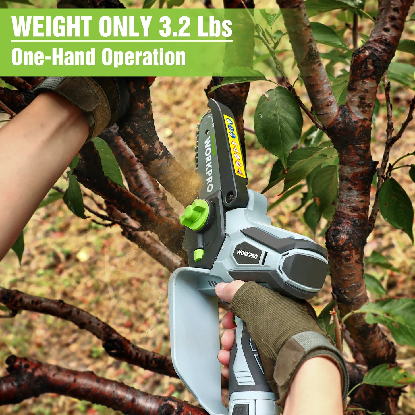 Chainsaw Man: WORKPRO 12V Cordless Mini Rechargeable Electric Chainsaw for Gardening Tree Branch Pruning Wood Cutting