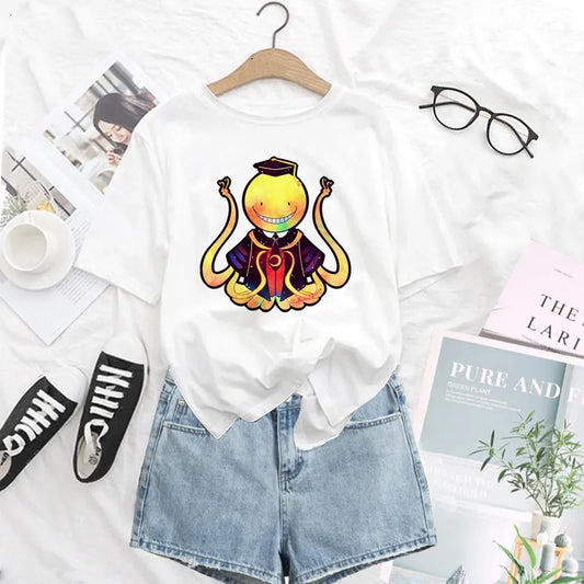 Assassination Classroom: Print T Shirt Funny Harajuku Tshirt Short Sleeve White T-Shirt Female Tops Tees