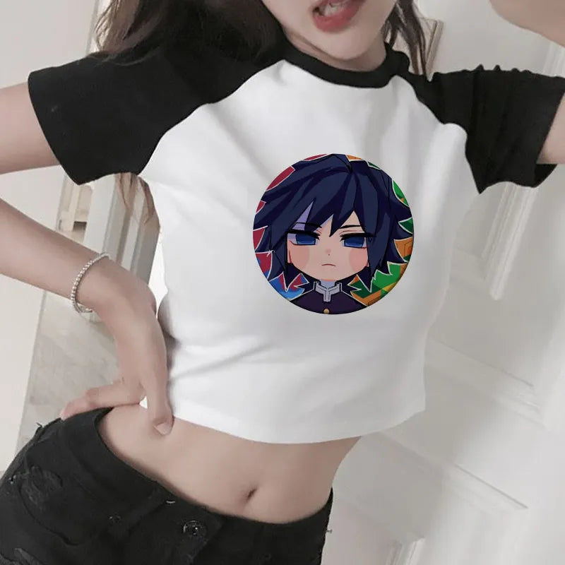 Demon Slayer: Ulzzang Harajuku Shirt 90s Kimetsu No Yaiba Kawaii