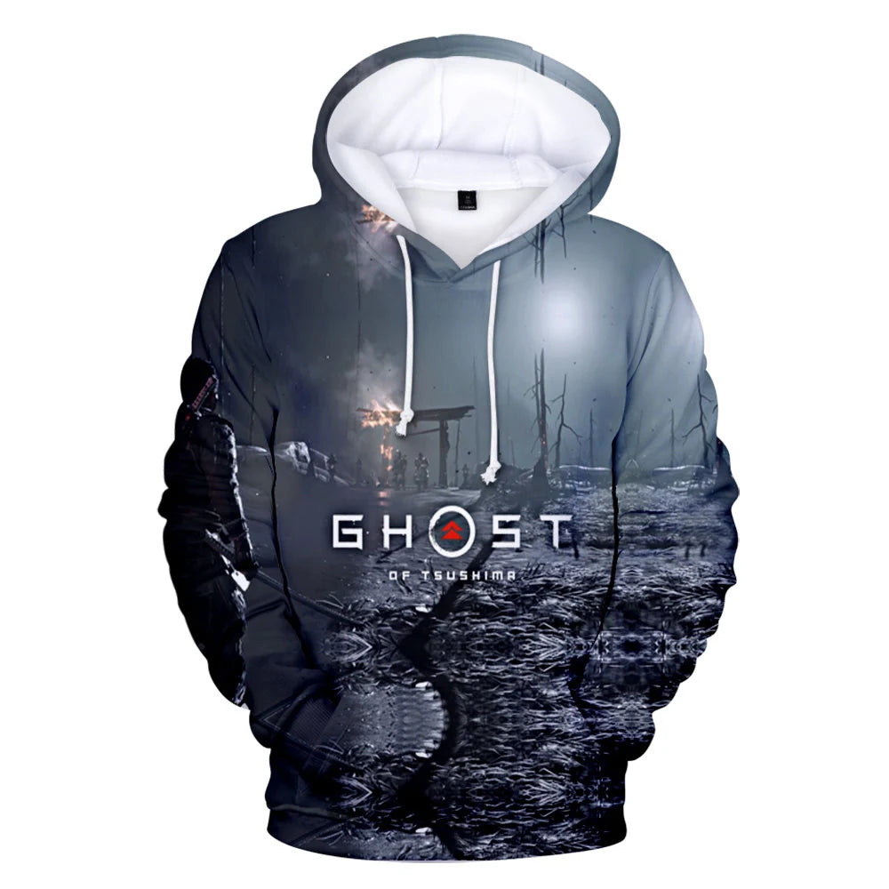 I.L.F.A. Game Ghost of Tsushima 3D Print Hoodies Samurai Cosplay Sweatshirts Hip Hop Pullover Unisex Hoody Coats