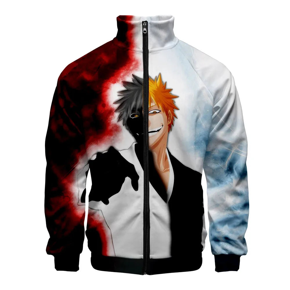 Anime: Bleach 3D Jacket Men Jacket Harajuku Stand Collar Zipper