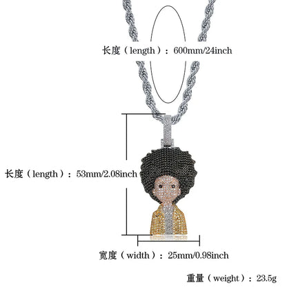 The Boondocks: Hip Hop Rock AAA CZ Stone Paved Bling Iced Out Pendants Necklace