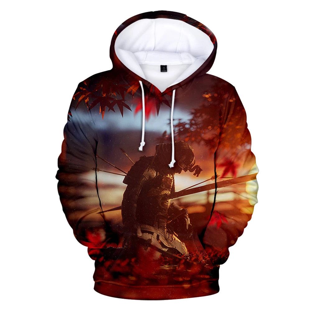 I.L.F.A. Game Ghost of Tsushima 3D Print Hoodies Samurai Cosplay Sweatshirts Hip Hop Pullover Unisex Hoody Coats