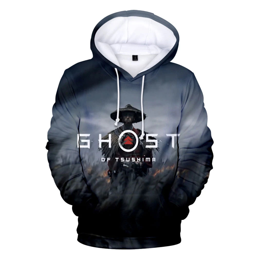 I.L.F.A. Game Ghost of Tsushima 3D Print Hoodies Samurai Cosplay Sweatshirts Hip Hop Pullover Unisex Hoody Coats