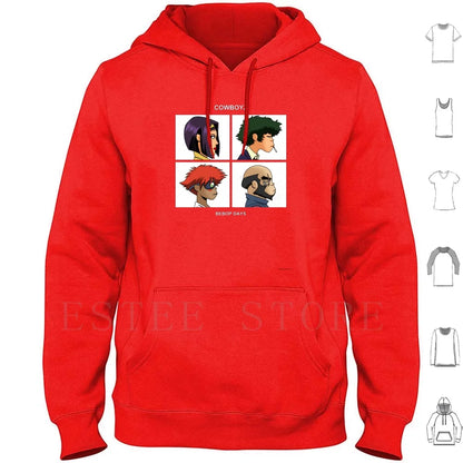 Cowboy Bebop:  Days Hoodies Long Sleeve Music Anime Album Art Pop Culture Geek Nerd Cartoon Parody Mashup Team Group Cowboys