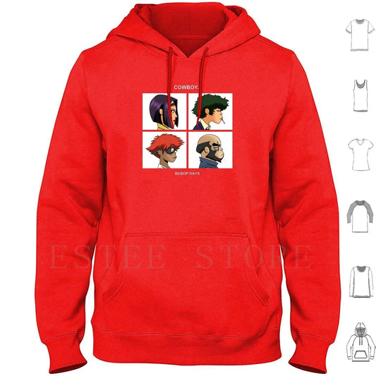Cowboy Bebop:  Days Hoodies Long Sleeve Music Anime Album Art Pop Culture Geek Nerd Cartoon Parody Mashup Team Group Cowboys