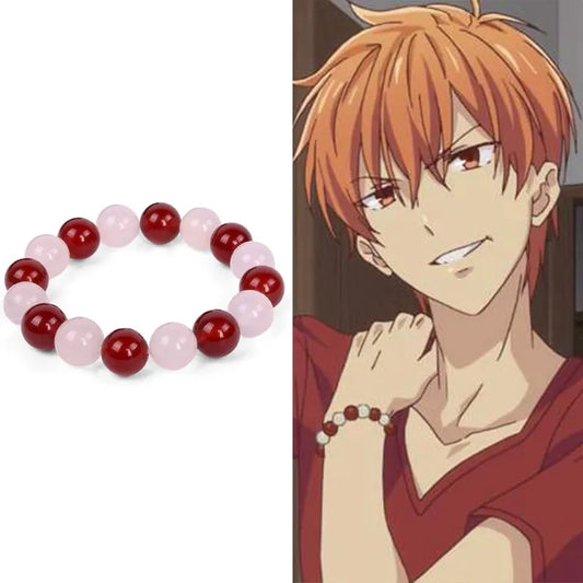 Fruits Basket: Kyo Sohma Bracelet White Red Crystal Beads Bangle Bracelets