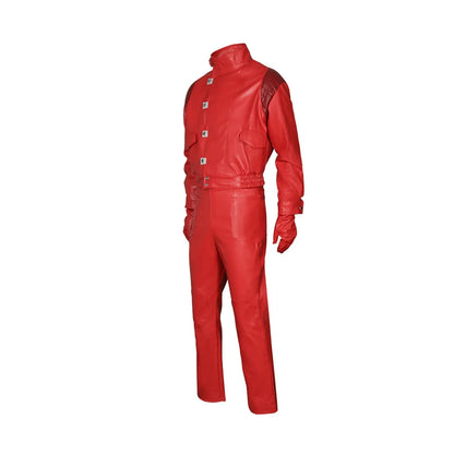 Akira: Jacket Shotaro Kaneda Adult Cosplay Coat Pants Red PU Leather Jacket Pilot Racing Suit Halloween Fancy Outfit