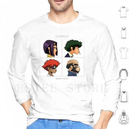 Cowboy Bebop:  Days Hoodies Long Sleeve Music Anime Album Art Pop Culture Geek Nerd Cartoon Parody Mashup Team Group Cowboys