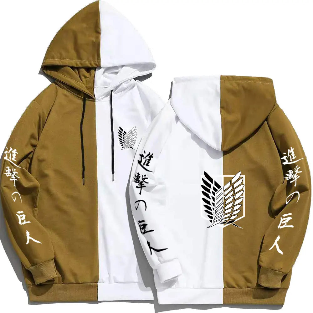 Attack on Titan: Print Men Hoodies Sweatshirts Hoodie Patchwork Thin Clothing Hip Hop Streetwear Tops
