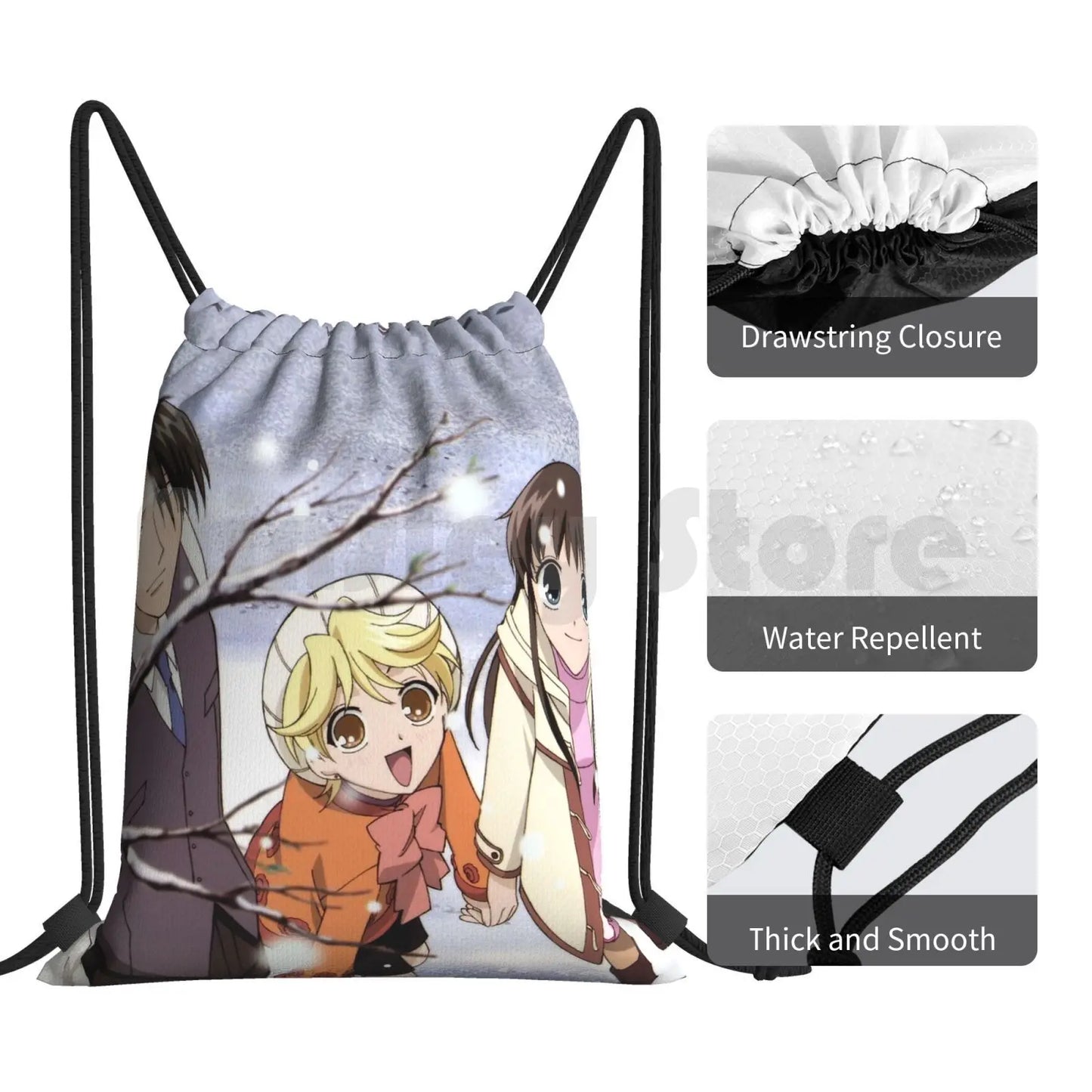 Fruits Basket: Backpack Drawstring Bags Gym Bag Waterproof Fruits Basket Anime Shoujo Tohru Hatori Sohma Momiji Sohma Fb