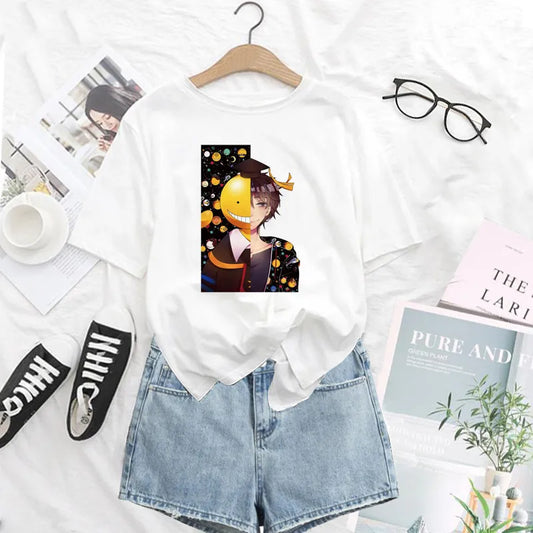 Assassination Classroom: Print T Shirt Funny Harajuku Tshirt Short Sleeve White T-Shirt Female Tops Tees