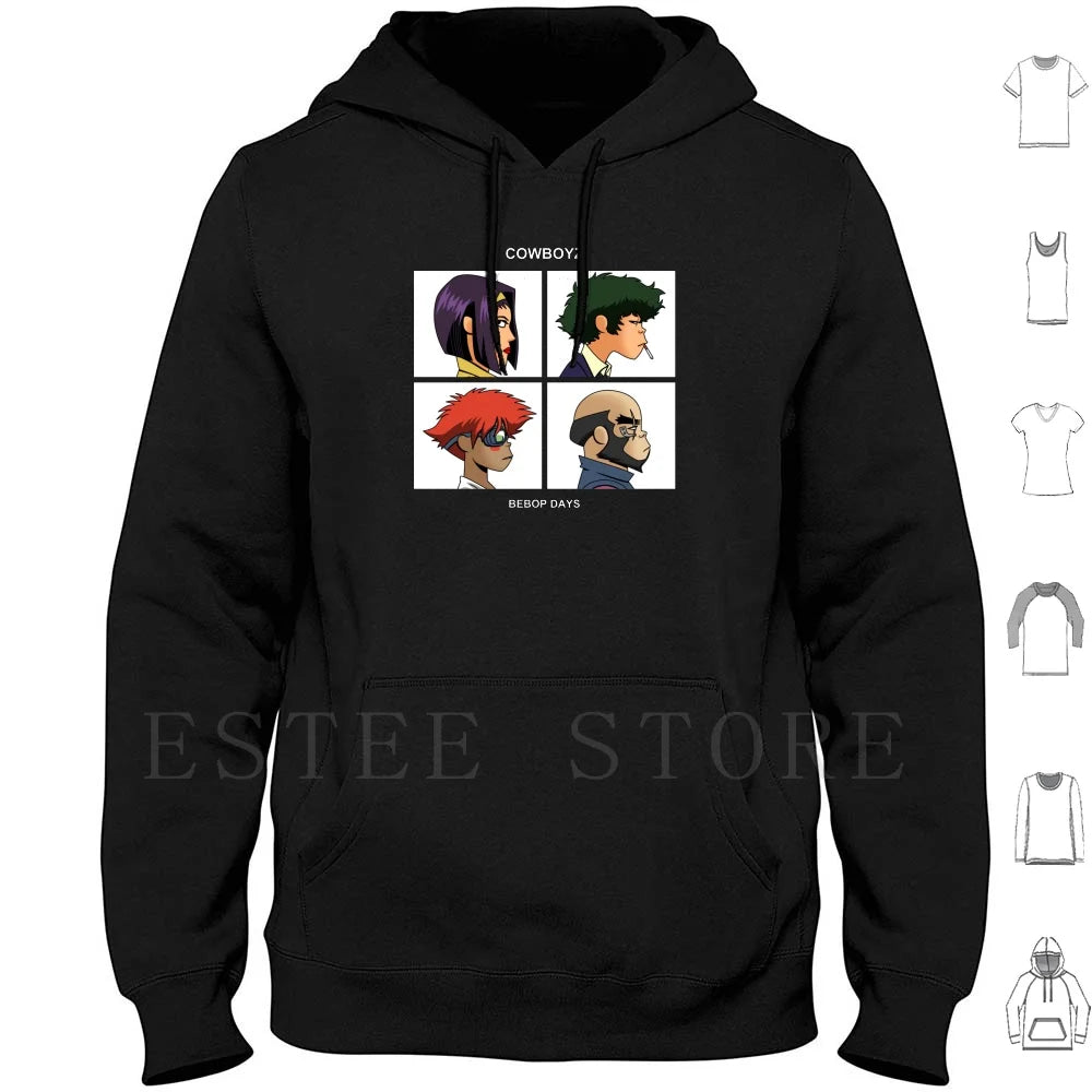 Cowboy Bebop:  Days Hoodies Long Sleeve Music Anime Album Art Pop Culture Geek Nerd Cartoon Parody Mashup Team Group Cowboys