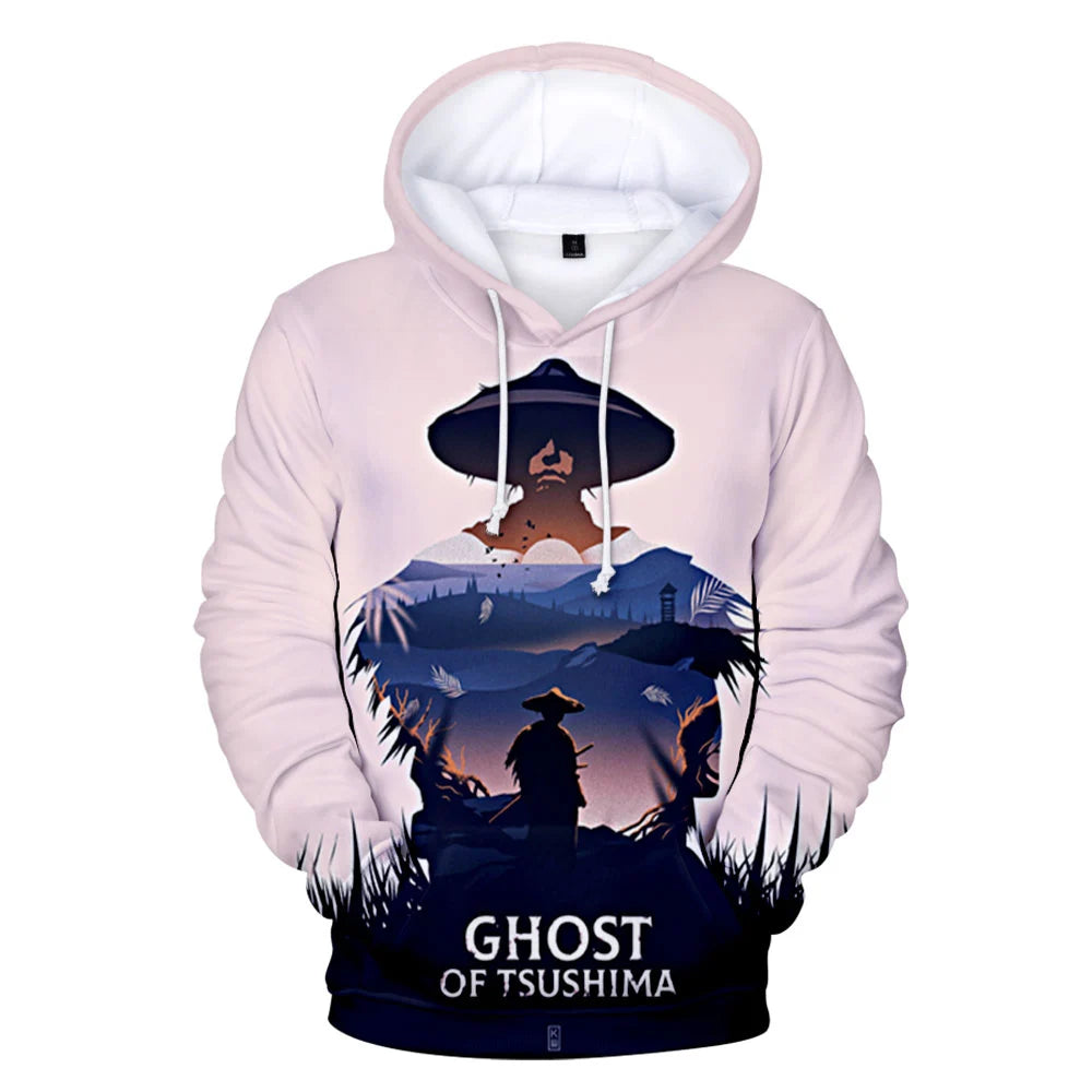 I.L.F.A. Game Ghost of Tsushima 3D Print Hoodies Samurai Cosplay Sweatshirts Hip Hop Pullover Unisex Hoody Coats