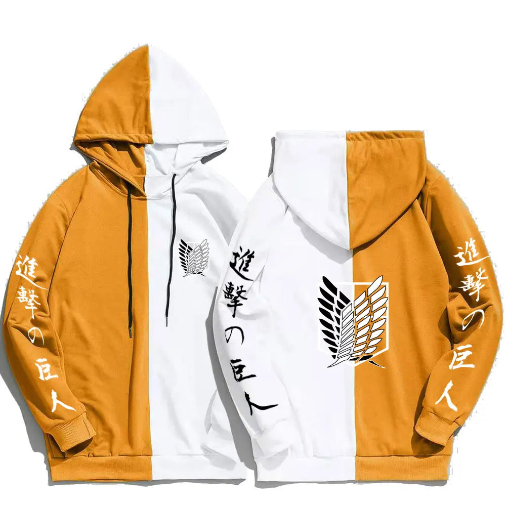 Attack on Titan: Print Men Hoodies Sweatshirts Hoodie Patchwork Thin Clothing Hip Hop Streetwear Tops