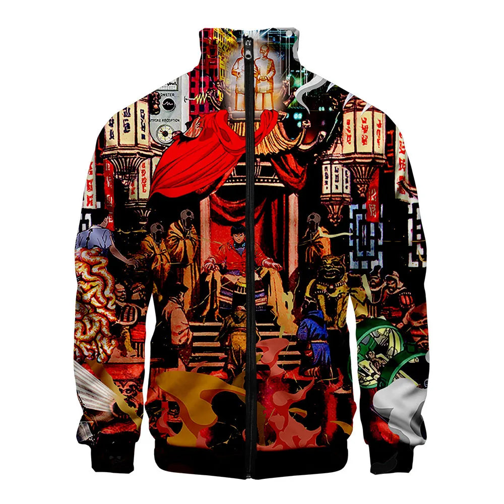 Akira:  3D Print Stand Collar Hoodie Hip Hop Men Women Zipper Hoodies Jacket Sweatshirts Clothes