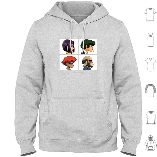 Cowboy Bebop:  Days Hoodies Long Sleeve Music Anime Album Art Pop Culture Geek Nerd Cartoon Parody Mashup Team Group Cowboys