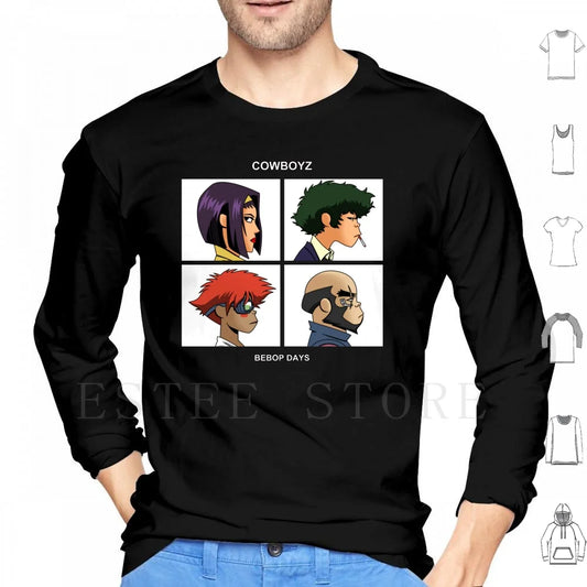 Cowboy Bebop:  Days Hoodies Long Sleeve Music Anime Album Art Pop Culture Geek Nerd Cartoon Parody Mashup Team Group Cowboys