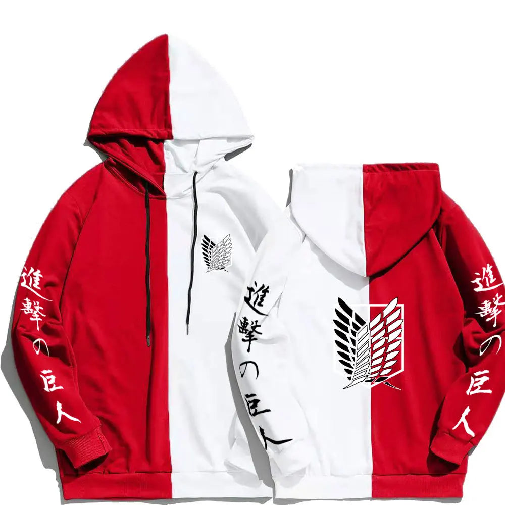 Attack on Titan: Print Men Hoodies Sweatshirts Hoodie Patchwork Thin Clothing Hip Hop Streetwear Tops