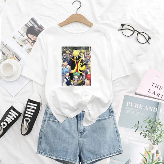 Assassination Classroom: Print T Shirt Funny Harajuku Tshirt Short Sleeve White T-Shirt Female Tops Tees
