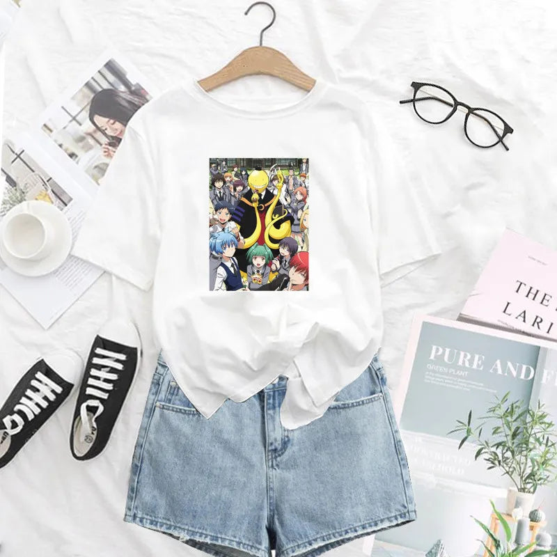 Assassination Classroom: Print T Shirt Funny Harajuku Tshirt Short Sleeve White T-Shirt Female Tops Tees