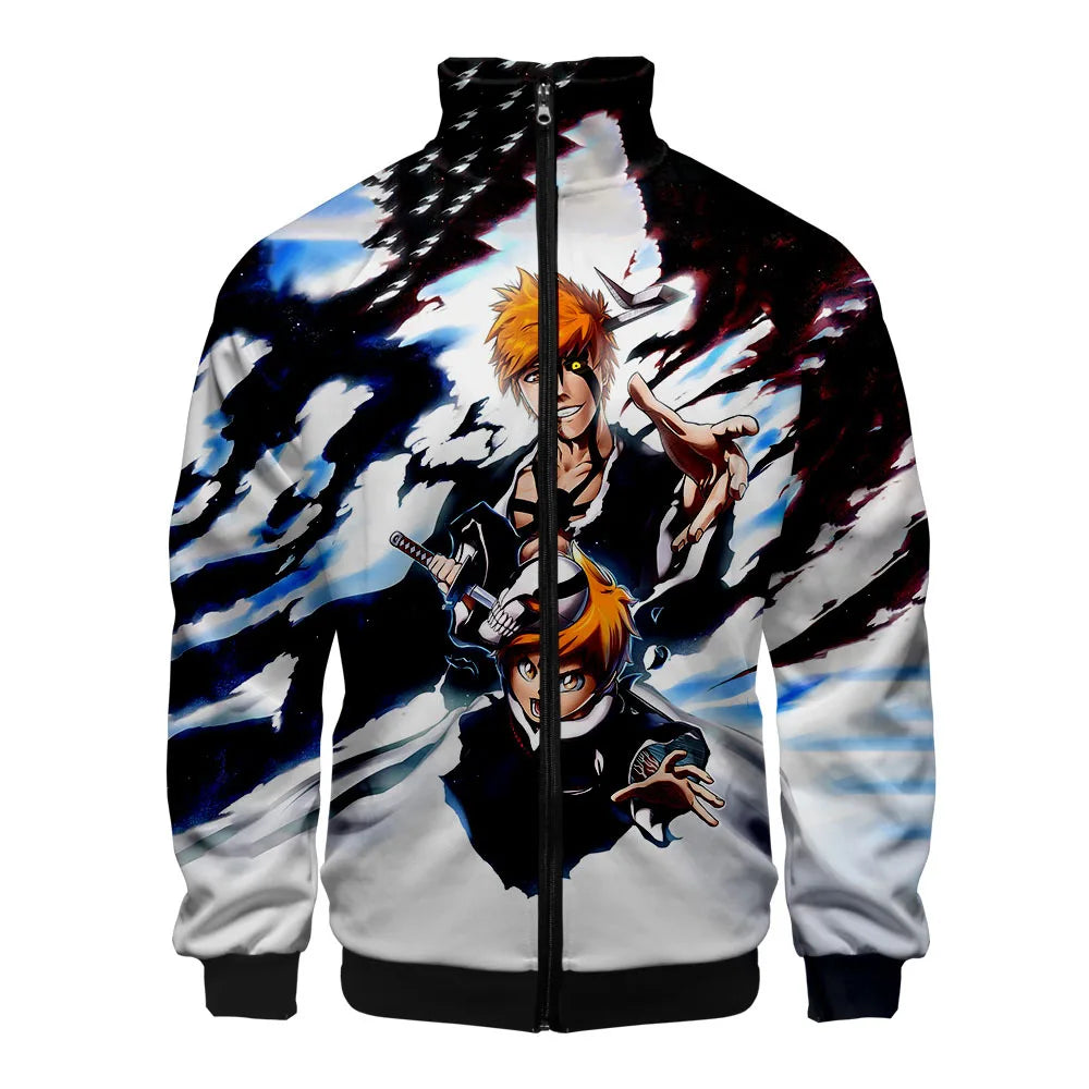 Anime: Bleach 3D Jacket Men Jacket Harajuku Stand Collar Zipper