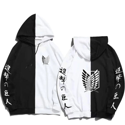 Attack on Titan: Print Men Hoodies Sweatshirts Hoodie Patchwork Thin Clothing Hip Hop Streetwear Tops