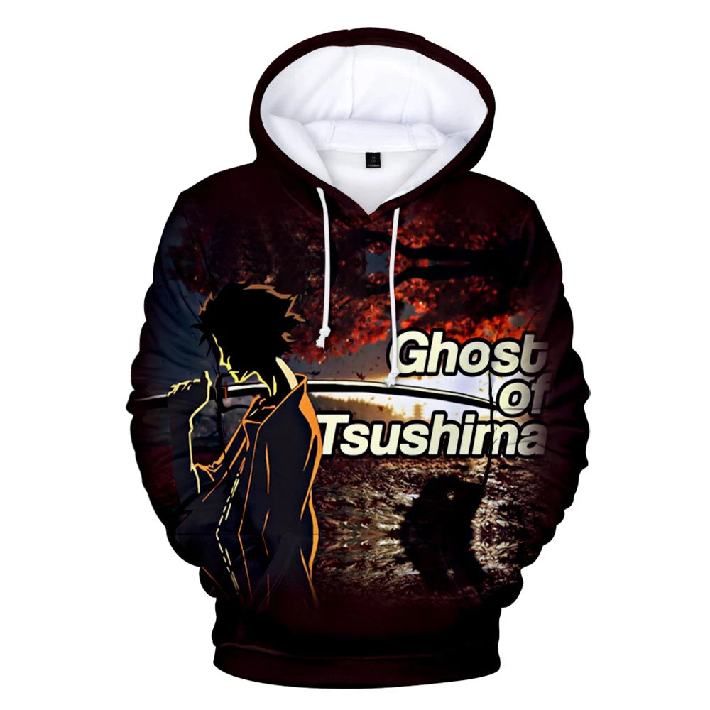 I.L.F.A. Game Ghost of Tsushima 3D Print Hoodies Samurai Cosplay Sweatshirts Hip Hop Pullover Unisex Hoody Coats