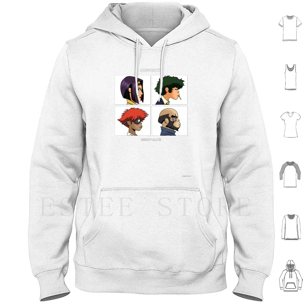 Cowboy Bebop:  Days Hoodies Long Sleeve Music Anime Album Art Pop Culture Geek Nerd Cartoon Parody Mashup Team Group Cowboys