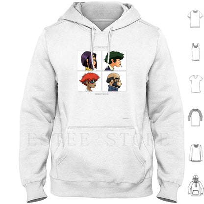 Cowboy Bebop:  Days Hoodies Long Sleeve Music Anime Album Art Pop Culture Geek Nerd Cartoon Parody Mashup Team Group Cowboys