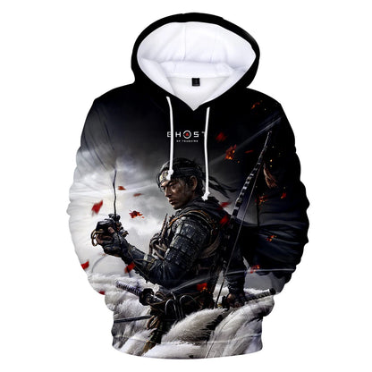 I.L.F.A. Game Ghost of Tsushima 3D Print Hoodies Samurai Cosplay Sweatshirts Hip Hop Pullover Unisex Hoody Coats