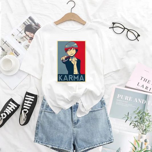 Assassination Classroom: Print T Shirt Funny Harajuku Tshirt Short Sleeve White T-Shirt Female Tops Tees