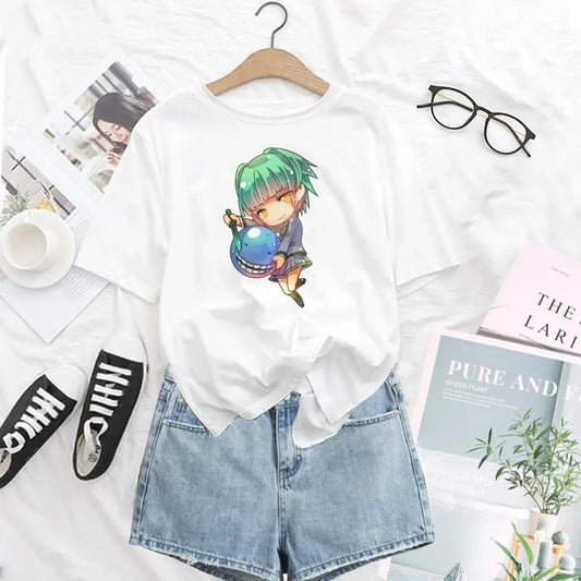 Assassination Classroom: Print T Shirt Funny Harajuku Tshirt Short Sleeve White T-Shirt Female Tops Tees