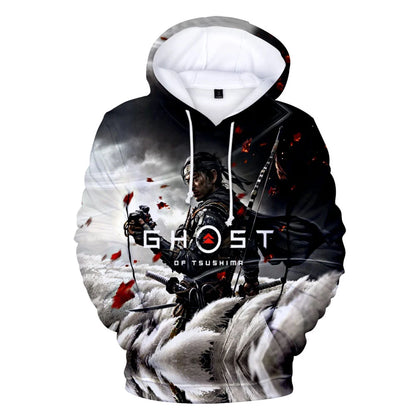 I.L.F.A. Game Ghost of Tsushima 3D Print Hoodies Samurai Cosplay Sweatshirts Hip Hop Pullover Unisex Hoody Coats