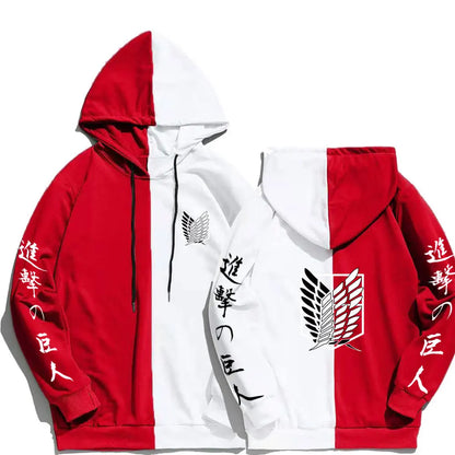 Attack on Titan: Print Men Hoodies Sweatshirts Hoodie Patchwork Thin Clothing Hip Hop Streetwear Tops