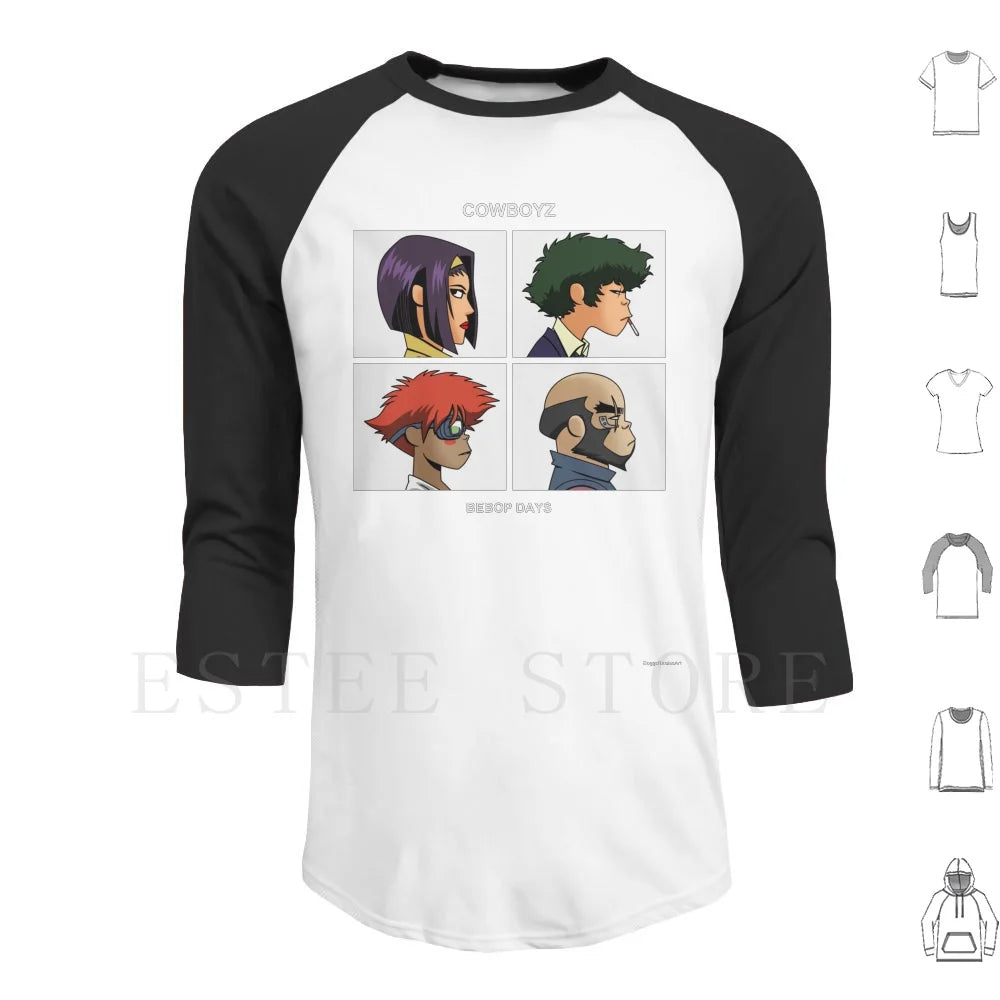 Cowboy Bebop:  Days Hoodies Long Sleeve Music Anime Album Art Pop Culture Geek Nerd Cartoon Parody Mashup Team Group Cowboys