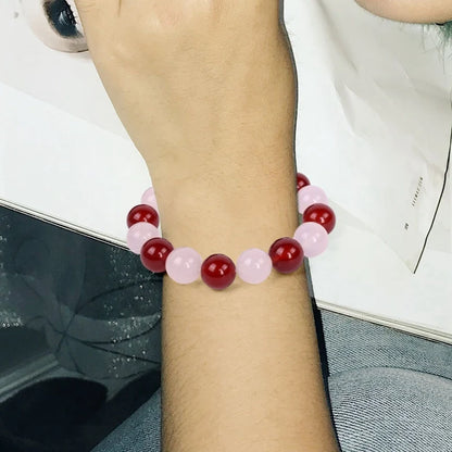 Anime Fruits Basket Kyo Sohma Bracelet White Red Crystal Beads Bangle Bracelets for Women Men Cosplay Props Jewelry