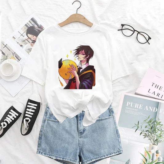 Assassination Classroom: Print T Shirt Funny Harajuku Tshirt Short Sleeve White T-Shirt Female Tops Tees