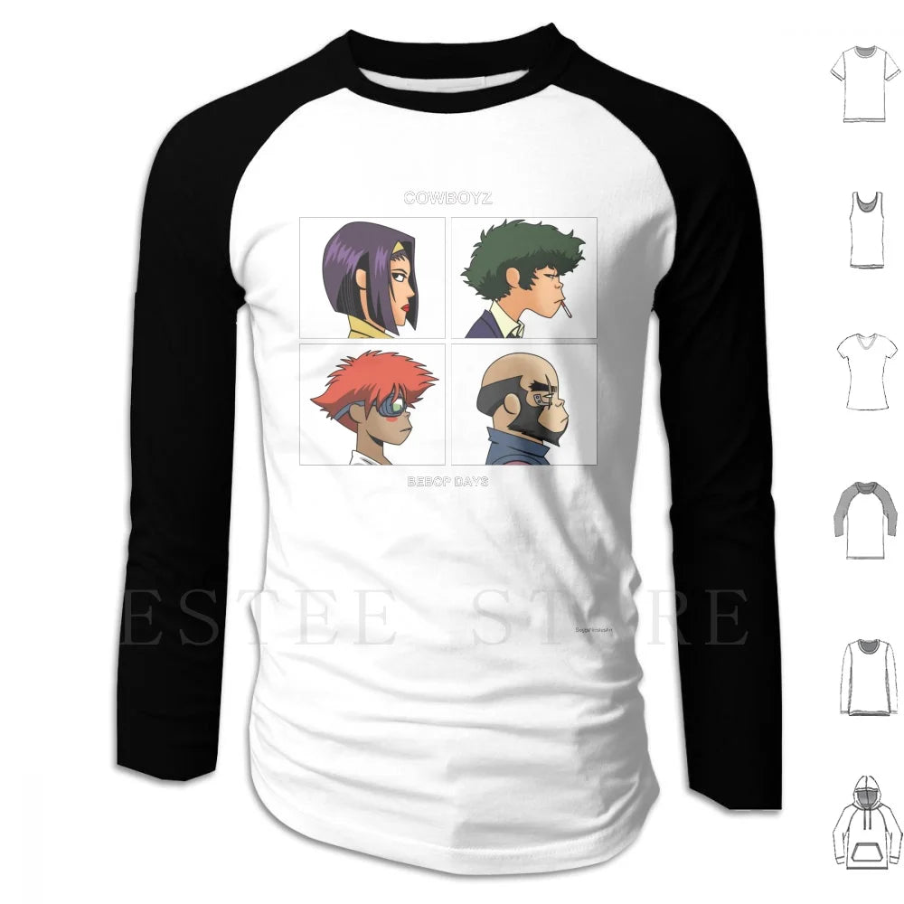 Cowboy Bebop:  Days Hoodies Long Sleeve Music Anime Album Art Pop Culture Geek Nerd Cartoon Parody Mashup Team Group Cowboys