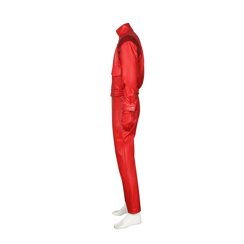 Akira: Jacket Shotaro Kaneda Adult Cosplay Coat Pants Red PU Leather Jacket Pilot Racing Suit Halloween Fancy Outfit