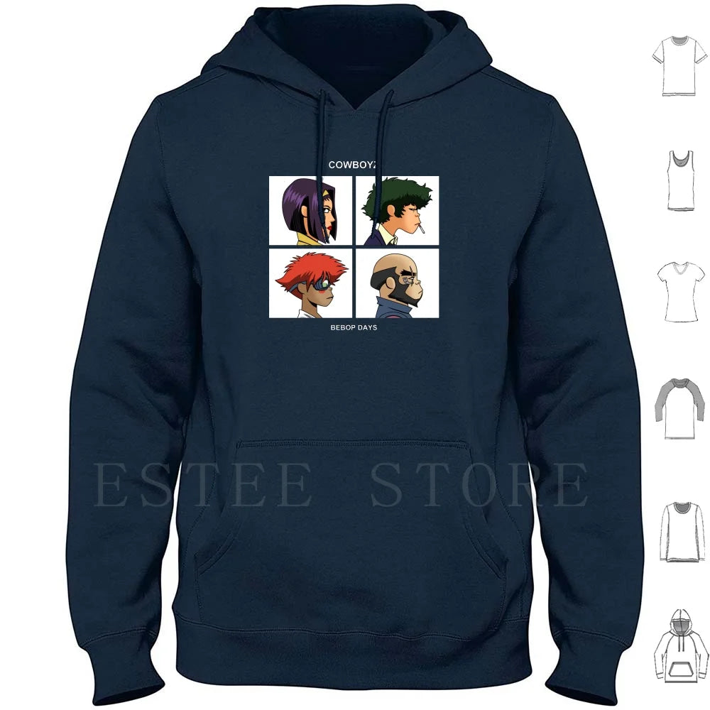 Cowboy Bebop:  Days Hoodies Long Sleeve Music Anime Album Art Pop Culture Geek Nerd Cartoon Parody Mashup Team Group Cowboys