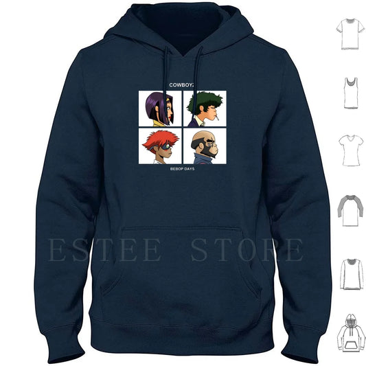 Cowboy Bebop:  Days Hoodies Long Sleeve Music Anime Album Art Pop Culture Geek Nerd Cartoon Parody Mashup Team Group Cowboys
