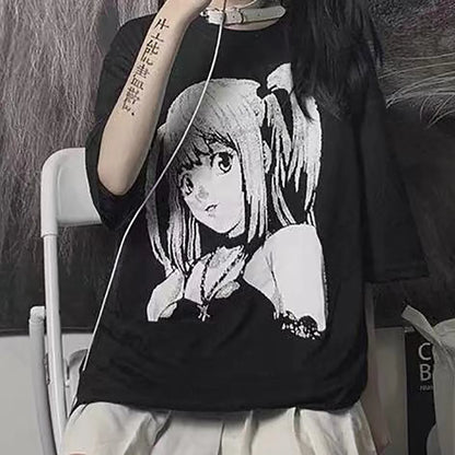 Death Note: ATSUNSET Vintage Style Harajuku T-Shirt  Pullover Summer Black Tees